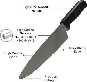 TUKUL Chef’S Knife 8 Inches. X50Crmov15 (1.4116) Stainless Steel Blade Dishwasher-Safe