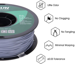 Esun PLA+ 3D Printing Filament PLA PRO plus Spool 1.75Mm 1KG Dimensional Accuracy +/- 0.05Mm for 3D Printers,Grey