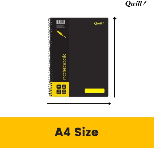 Quill, Q Series, Notebook, 70Gsm, PP, A4, 120 Pages, Black