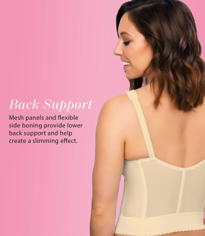 EXQUISITE FORM 5107530 Fully Slimming Wireless Back & Posture Support Longline Bra with Front Closure