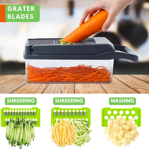 17-In-1 Vegetable Chopper for Effortless Meal Prep,Au Owned, Easy to Clean Mandoline Slicer Grater, Kitchen Tools & Gadgets, Vegetable Dicer Slicer Veggie Onion Chopper, 8 Sharp Blades