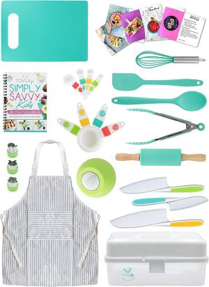 Tovla Jr. Kids Cooking and Baking Gift Set with Storage Case – Complete Cooking Supplies for the Junior Chef – Kids Baking Set for Girls & Boys – Real Accessories & Utensils for the Curious Child