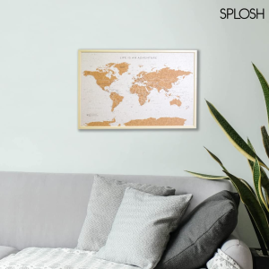 Splosh TVB03 Travel Board World Map, Small, Beige/White