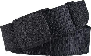 Mens Nylon Canvas Belt Adjustable for Regular & Big and Tall 30-62″ Waist Military Tactical Webbing with Plastic Buckle (Black, 36”-39”Waist)