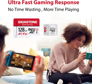 Gigastone 128GB 2-Pack Micro SD Card, Gaming Plus, Microsdxc Memory Card for Nintendo-Switch Compatible, R/W up to 100/50Mb/S, 4K Gaming, High Speed, UHS-I A1 U3 V30 Class 10