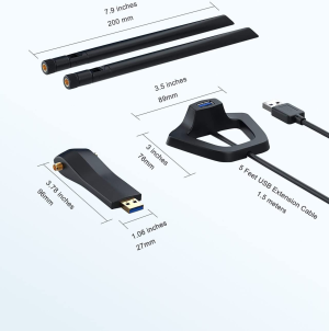 Brostrend Linux Wifi Adapter for Ubuntu, Mint, Debian, Kali, Lubuntu, Xubuntu, Zorin, Raspbian, Zorin, Raspberry Pi 2+, Windows, 1200Mbps, 5Ghz / 2.4Ghz, Long Range 2 X 5Dbi External Antennas, USB 3.0