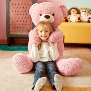 IKASA Giant Teddy Bear Stuffed Animal Plush Toy,Large Cute Jumbo Soft Toys,Huge Big Size Plushy Fluffy Fat Oversized Plushie,Gifts for Kids Girls Boys Girlfriend (120Cm,Pink)