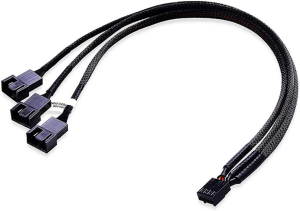 UTSLIVE PWM Fan Splitter 4 Pin Fan Extension Power Cable Black Sleeved Braided 3 Way for Computer