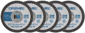 Dremel SC476 Speedclic Cutting Wheels Multi Pack, Rotary Tool Accessory Kit of 5 Cutting Discs, 38 Mm, 14 Mm Cutting Depth for Cutting Plastic, PVC, Plexiglass