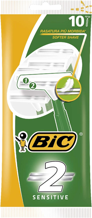 BIC Twin Easy Sensitive Disposable Men’S Razors – Pouch of 10 Razors