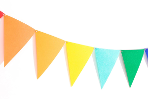 Preassembled Rainbow Felt Fabric Banner Multicolor for Rainbow Happy Birthday Party Decorations