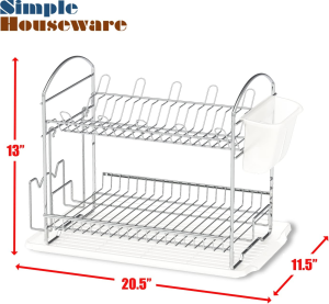 Simplehouseware Dish Drying Rack with Drainboard, Chrome