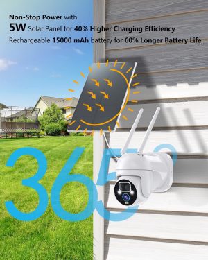 Solar Security Camera [2K/4MP], UCOCARE Wireless Security Camera with 5W Higher Charging Efficiency Solar Panel, 360° PTZ Camera, Siren and Spotlights, AI Human Detection, 32GB SD Card Included, IP66