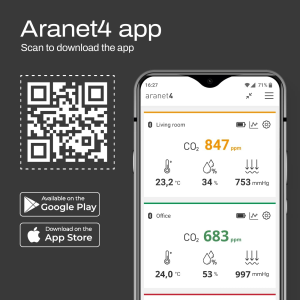 SAF Aranet4 Home: Wireless Indoor Air Quality Monitor for Home, Office or School (CO2, Temperature, Humidity and More) Portable, Battery Powered, E-Ink Screen, App for Configuration & Data History