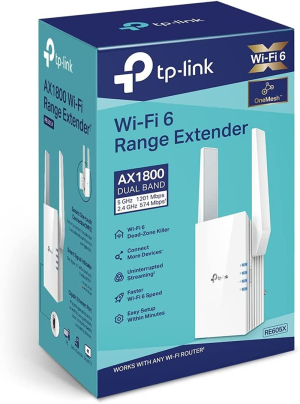 Tp-Link AX1800 Wi-Fi Range Extender – Internet Booster, Wi-Fi 6, Dual Band up to 1.8Gbps Speed, AP Mode W/Gigabit Port, APP Setup, Onemesh Compatible (RE605X) AU Version