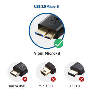 Cable Matters Short Micro USB 3.0 Cable 0.9M (External Hard Drive Cable, USB to USB Micro B Cable) in Black