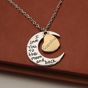 Grandma Grandmother Gifts Necklace from Grandchildren Granddaughter Grandson to My Grandma I Love You to the Moon and Back Gift Necklaces for Grandmom Grandmama