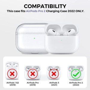 USTIYA Case for Apple Airpods Pro 2 2022 Cover, Airpods Pro 2Rd Gen Case Clear Shock-Absorption Transparent Tpu(Transparent F)