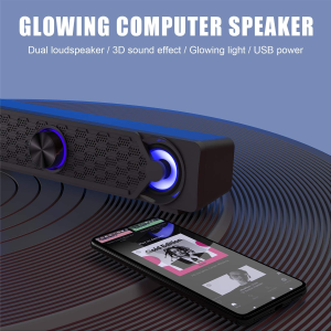 Computer Speakers,Smalodi PC Speaker Mini Led Soundbar Cool Design Perfect for Gaming Laptop Desktop Notebook