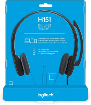 Logitech 981-000587 Stereo Headset H151, Black