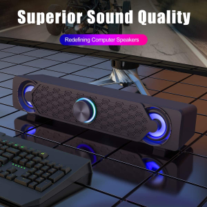 Computer Speakers,Smalody PC Speaker Mini Led Soundbar Cool Design Perfect for Monitor Gaming Laptop Desktop Notebook