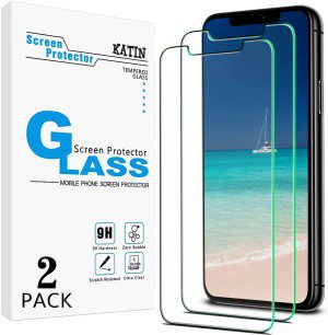 [2-Pack] KATIN Tempered Glass for Apple Iphone 11 Pro Max, Iphone XS Max Screen Protector anti Scratch, Bubble Free, 9H Hardness, Easy to Install, Case Friendly