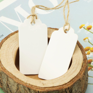 White Kraft Paper 4 X 2Cm Hang Tags Label Wedding Party Price Gift Cards 100Pcs