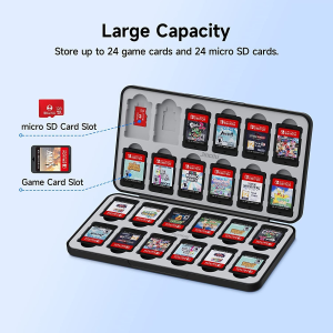 OLAIKE 24-Slot Switch Game Case Compatible with Nintendo Switch Game Cards, Portable Switch Game Card Holder with 24 Game Card Slots and 24 Mirco SD Card Slots for Lite/Oled/Ns Games, Sheikah Slate