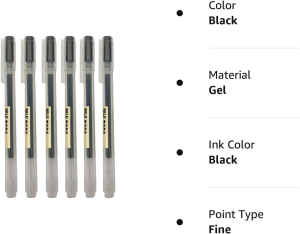 Muji Gel Ink Ball Point Pen, Black, 0.5Mm, Pack of 3 (Japan Import), Set of 2