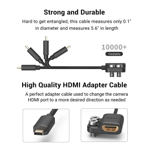 SMALLRIG Ultra-Slim 4K Adapter Cable, Female Type a to Male Micro-Type D, 4K@60HZ, for Sony A7R IV A7RIII A7III A7II A7RII / for Fujifilm X-T2 X-T3-3021