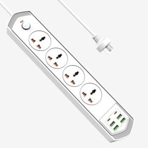 Surge Protector 3M 4 AC Outlets/2 Type C Ports/4 USB Ports Power Strip Power Board 4.2A 3000W Surge Protection