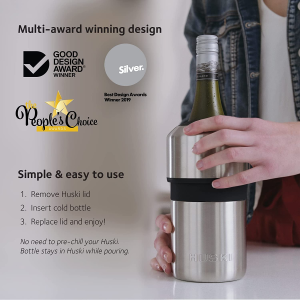 Huski Wine Cooler | Premium Iceless Wine Chiller | Keeps Wine Cold up to 6 Hours | Award Winning Design | New Wine Accessory | Fits Some Champagne Bottles | Perfect Gift for Wine Lovers (Champagne)