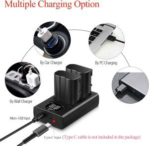 ENEGON EN-EL15 /En-El15A/En-El15B/En-El15C Battery Charger Set (1900Mah, 2 Pack), Smart LED Dual USB Charger Kit, Compatible with Nikon Z6, Z7,D780,D500, D600, D610, D750, D800, D810, D850, D7100