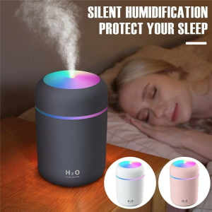 USB Car Air Purifier Diffuser Aroma Oil Humidifier Mist Led Night Light Home (300Ml Grey)