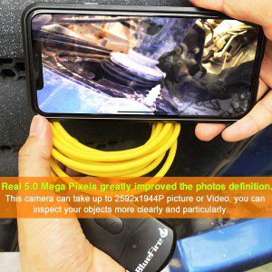 Bluefire 5MP HD Wifi Borescope 1944P Semi-Rigid Wireless Endoscope IP68 Waterproof Inspection Camera Snake Camera for Android and Ios Smartphones/Tablets(11.5Ft)