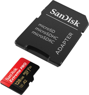 Sandisk 128GB Extreme PRO Microsdxc Card + SD Adapter + Rescuepro Deluxe, up to 200Mb/S, with A2 App Performance, UHS-I, Class 10, U3, V30