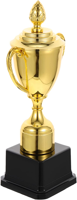 Toddmomy 1Pc Trophy Cup with Lid Plastic Golden Trophies Winner Achievement Trophy Cup for Sports Tournaments and Competitions