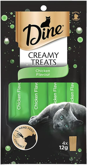 DINE Creamy Treats Cat Treats, Chicken Flavour, 32 x 12g Sachets (32 Sachets)