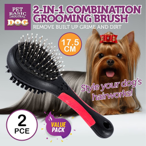 Pet Grooming Brush Double Side Dog Cat Long & Short Hair Fur Shedding Tool