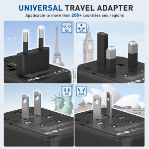 HEYMIX International Travel Adapter, Universal Adapter Travel Plug, 4-Port USB & Type-C All in One European, UK, USA, Bali, India to AUS World Travel Power Plug over 200 Countries for Phone & Laptop