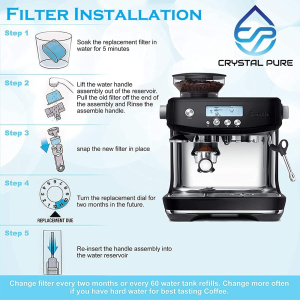 Crystal Pure 12-Pack Water Filters Compatible with Breville BES840 BES860 BES870 BES878 BES900 BES920 BEP920 BES980 BES990 BWF100, Replacement Single Cup Coffee Brewer Filter, Ion Exchange Water Filters for Coffee Machine Filter Accessories for Home, Kitchen & Bar