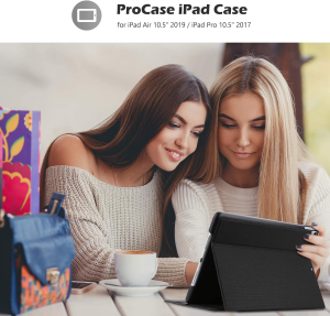 Procase Ipad Air (3Rd Gen) 10.5” 2019 / Ipad Pro 10.5″ Case, Slim Stand Protective Case Folio Cover for Ipad Air 10.5″ 2019 / Ipad Pro 10.5″ 2017-Black