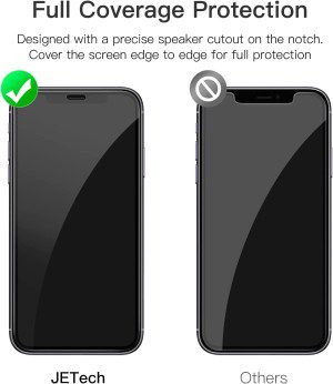 Jetech Full Coverage Screen Protector for Iphone 11/XR 6.1-Inch, Black Edge, Tempered Glass Film with Easy Installation Tool, Case-Friendly, HD Clear, 3-Pack