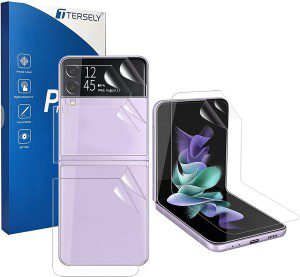 [2SET 8PCS] T Tersely HYDROGEL Screen Protector for Samsung Galaxy Z Flip 4 5G Aqua Flex Extremely Easy to Install, No Bubble, Anti-Shock Soft Protective TPU Film, Support Fingerprint Unlock