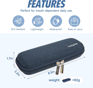 YOUSHARES Insulin Cooler Travel Case – Small Handy Medication Diabetic Insulated Organizer Portable Cooling Bag for Insulin Pen and Diabetic Supplies (Navy Blue)