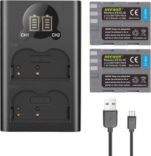 Neewer 2 Packs 2100Mah Battery Replacement for Nikon En-El3E Battery and Dual USB Charger with LCD Display Compatible with Nikon D50 D70 D70S D80 D90 D100 D200 D300 D300S D700 Digital SLR Cameras