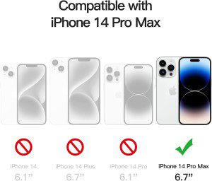 Jetech Case for Iphone 14 Pro Max 6.7-Inch (NOT for Iphone 14 Pro 6.1-Inch), Shockproof Phone Bumper Cover, Anti-Scratch Clear Back (Blue)