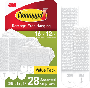 Command Medium and Large Picture Hanging Strips, Damage Free Hanging Picture Hangers, No Tools Wall Hanging Strips for Living Spaces, 12 Medium Pairs and 16 Large Pairs (56 Strips)