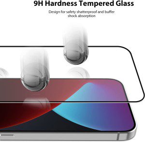 [2 Pack] ZUSLAB Screen Protector for Iphone 14 Pro Max Tempered Glass Film Case Friendly 9H Hardness with Installation Alignment Frame for Apple – Black