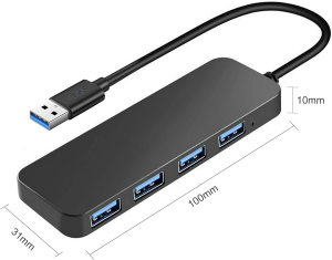 T Tersely 4 Port USB 3.0+2.0 Data Hub with 30CM/1FT Extended Cable, Ultra Slim High Speed USB Port, Compact Expansion Smart Splitter for Macbook,Mac Pro/Mini,Surface,Xps,Notebook Pc,Mobile Hdd,More